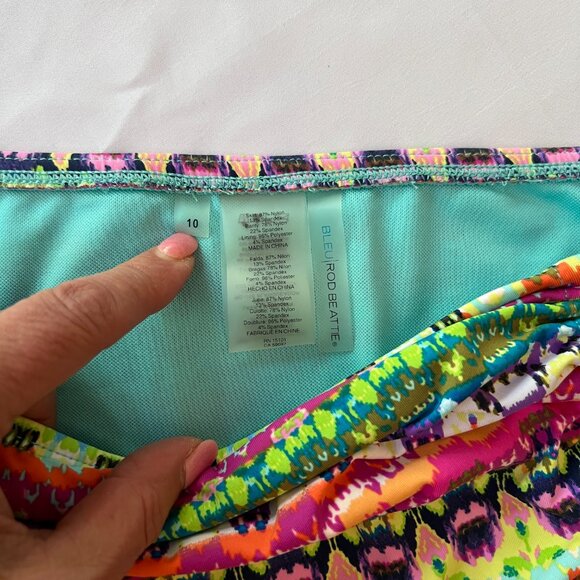 Bleu Rod Beattie Adjustable Sarong Skirted Swim Bikini Bottom Sz 10 - Picture 7 of 10